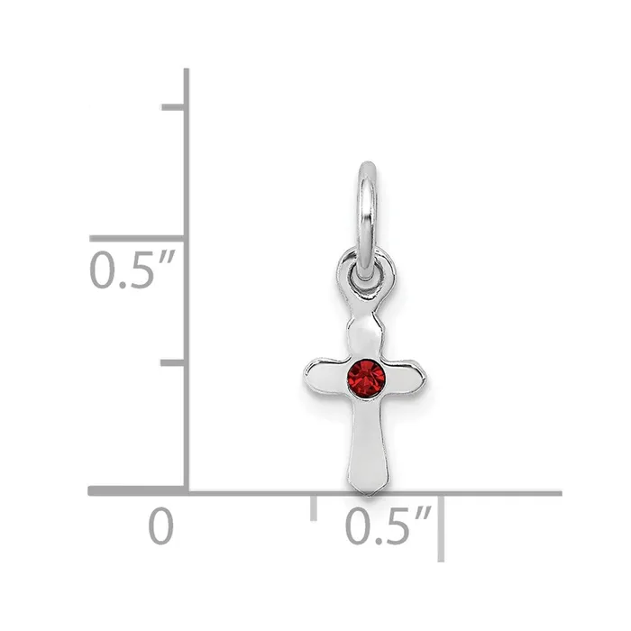 Sterling Silver RHpltd Childs Jan Red Preciosca Crystal Cross Pendant TreasureFineJewelers Necklaces
