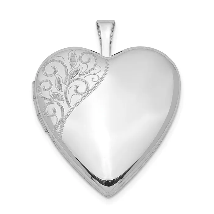 Sterling Silver Rhodiumplated 20mm Polished Swirl Heart Locket TreasureFineJewelers Rings Sterling Silver Rhodiumplated 20mm Polished Swirl Heart Locket TreasureFineJewelers Rings