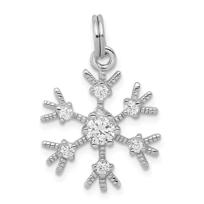 Sterling Silver Rhodiumplated CZ Snowflake Charm TreasureFineJewelers Rings Sterling Silver Rhodiumplated CZ Snowflake Charm TreasureFineJewelers Rings