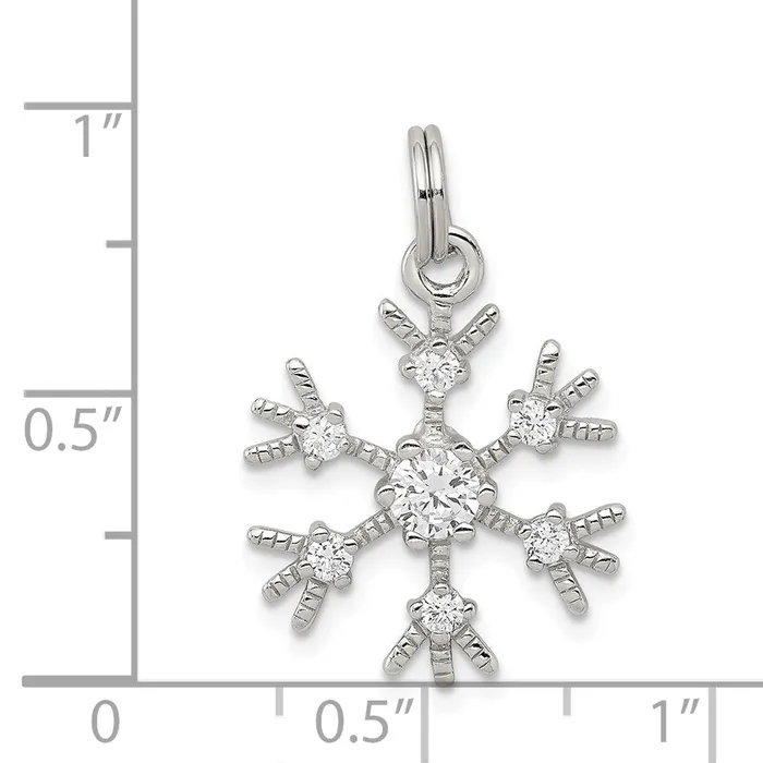Sterling Silver Rhodiumplated CZ Snowflake Charm TreasureFineJewelers Rings