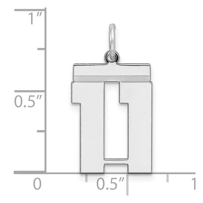 SterlingSilver Rhodiumplated Polished Number 11 Charm TreasureFineJewelers Rings
