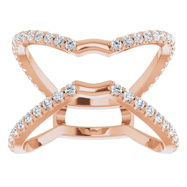 TreasureFineJeweler Rings 14K Rose 58 CTW Natural Diamond Ring Guard