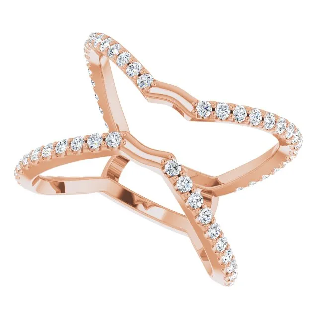 TreasureFineJeweler Rings 14K Rose 58 CTW Natural Diamond Ring Guard