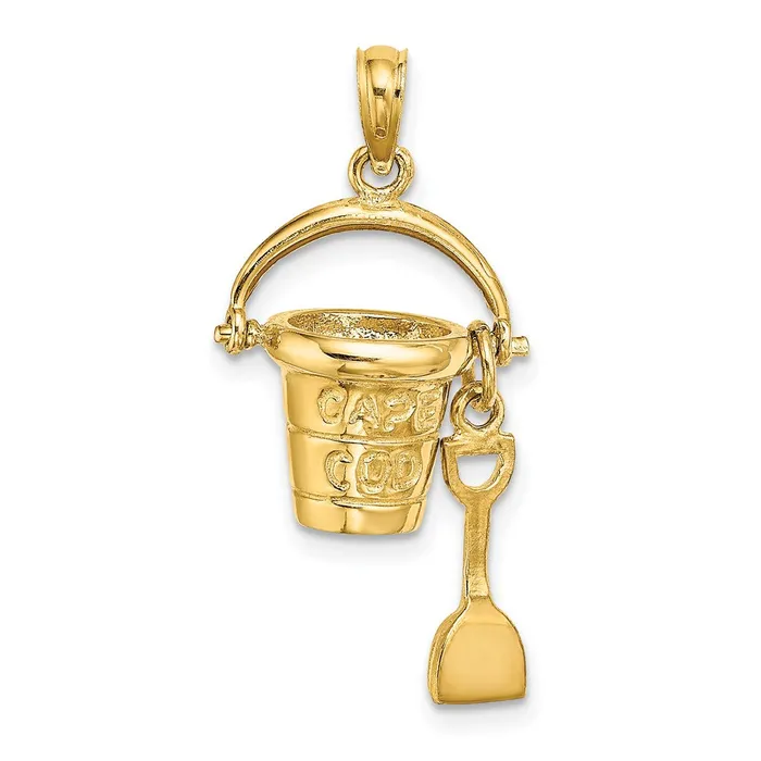 TreasureFineJewelers 14K 3D CAPE COD Bucket w Shovel Charm Charm Necklaces TreasureFineJewelers 14K 3D CAPE COD Bucket w Shovel Charm Charm Necklaces