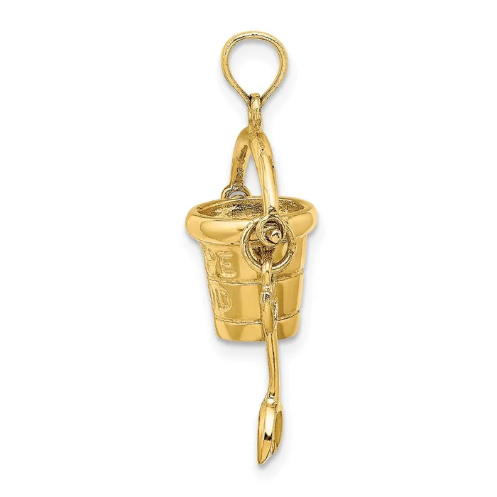 TreasureFineJewelers 14K 3D CAPE COD Bucket w Shovel Charm Charm Necklaces