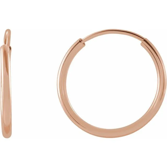 TreasureFineJewelers 14K Rose Gold 12 mm Flexible Endless Huggie Earrings Earrings TreasureFineJewelers 14K Rose Gold 12 mm Flexible Endless Huggie Earrings Earrings