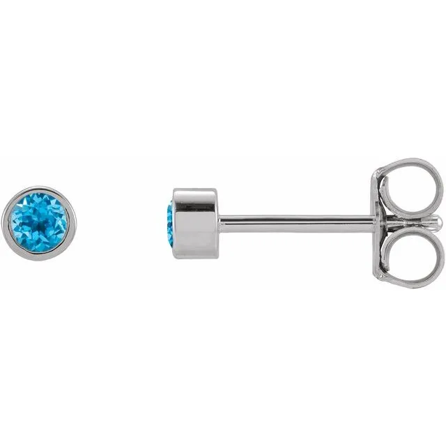 TreasureFineJewelers 14K White Gold 25 mm Round Natural Swiss Blue Topaz Micro BezelSet Earrings Earrings TreasureFineJewelers 14K White Gold 25 mm Round Natural Swiss Blue Topaz Micro BezelSet Earrings Earrings