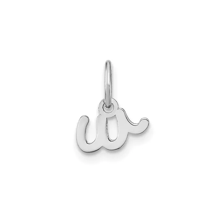 TreasureFineJewelers 14k White Gold Lower case Letter W Initial Charm Charm Necklaces TreasureFineJewelers 14k White Gold Lower case Letter W Initial Charm Charm Necklaces