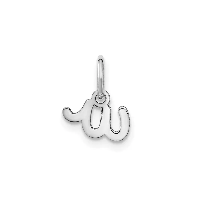 TreasureFineJewelers 14k White Gold Lower case Letter W Initial Charm Charm Necklaces