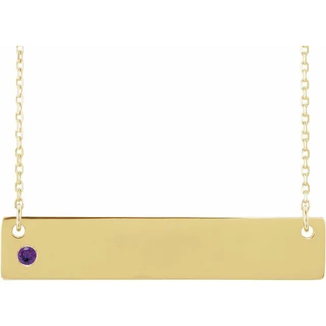 TreasureFineJewelers 14K Yellow Gold Natural Amethyst Family Bar 1618 Necklace Necklaces TreasureFineJewelers 14K Yellow Gold Natural Amethyst Family Bar 1618 Necklace Necklaces