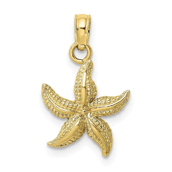 TreasureFineJewelers Charm Necklaces 10K Textured Starfish Charm