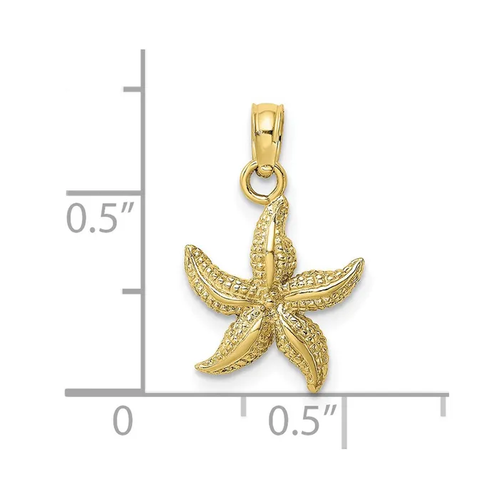 TreasureFineJewelers Charm Necklaces 10K Textured Starfish Charm