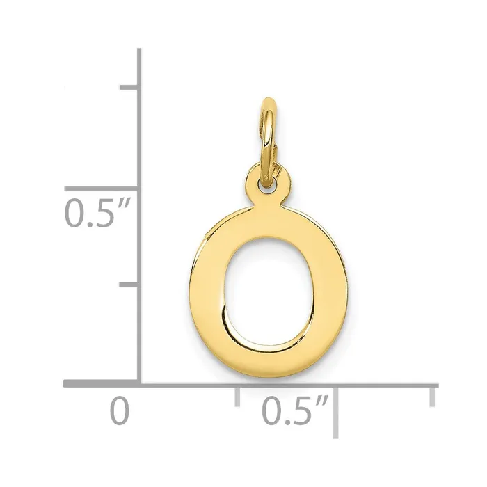 TreasureFineJewelers Charm Necklaces 10k Yellow Gold Small Block Initial O Charm