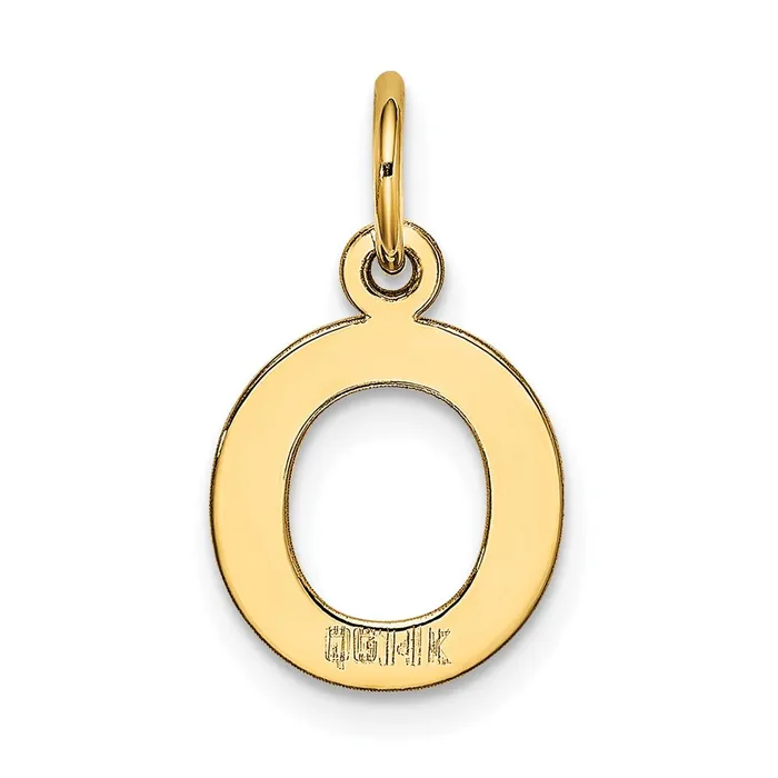 TreasureFineJewelers Charm Necklaces 10k Yellow Gold Small Block Initial O Charm