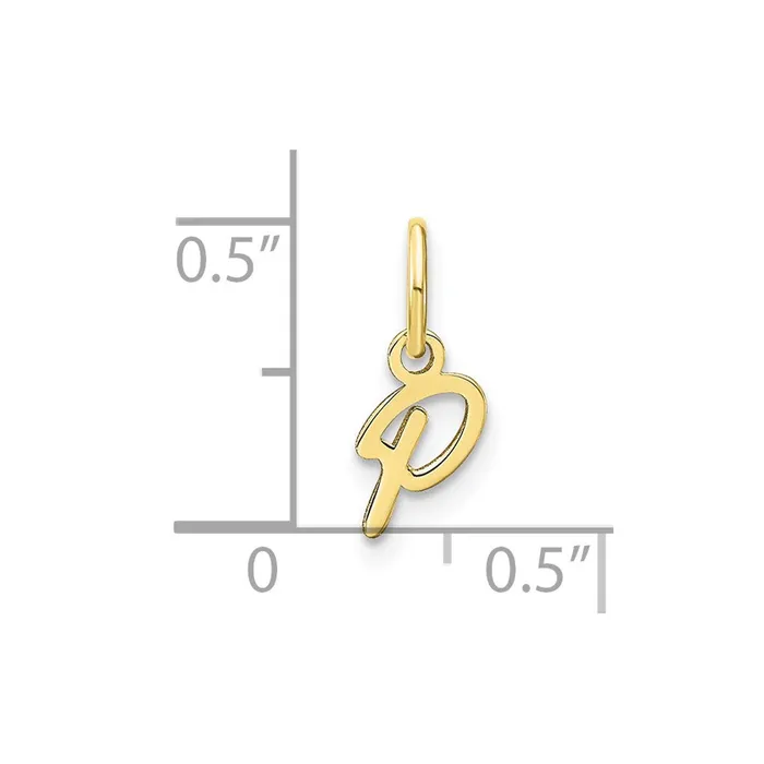 TreasureFineJewelers Charm Necklaces 10k Yellow Gold Upper case Letter P Initial Charm