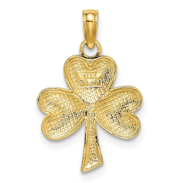 TreasureFineJewelers Charm Necklaces 14K 3Leaf Clover Charm