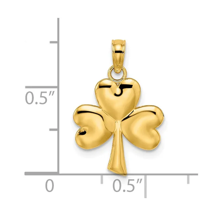 TreasureFineJewelers Charm Necklaces 14K 3Leaf Clover Charm