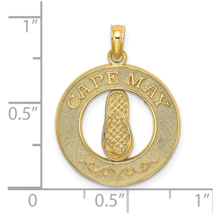 TreasureFineJewelers Charm Necklaces 14K CAPE MAY w FlipFlop Charm