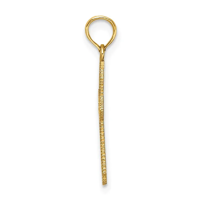 TreasureFineJewelers Charm Necklaces 14K DC w Beaded Edge Cross Charm
