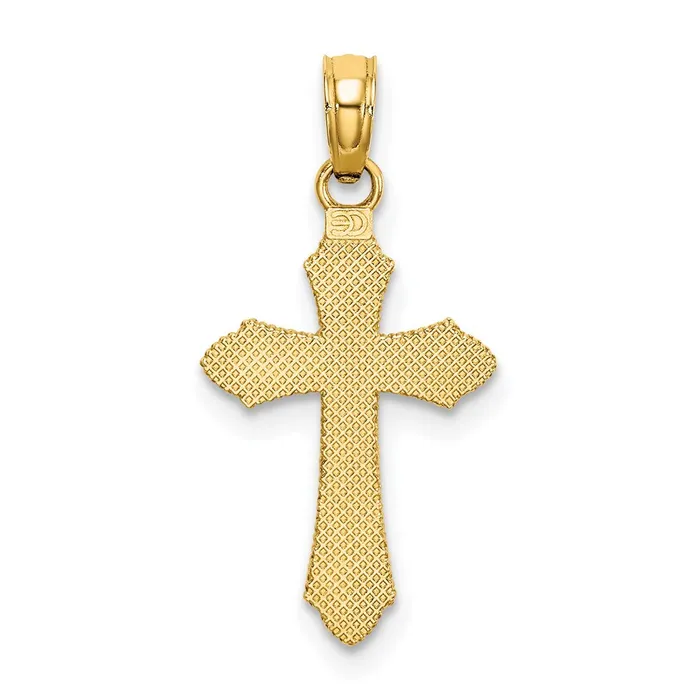 TreasureFineJewelers Charm Necklaces 14K DC w Beaded Edge Cross Charm