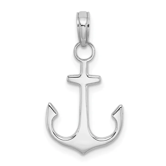 TreasureFineJewelers Charm Necklaces 14K White Gold 2D Polished Anchor Charm TreasureFineJewelers Charm Necklaces 14K White Gold 2D Polished Anchor Charm