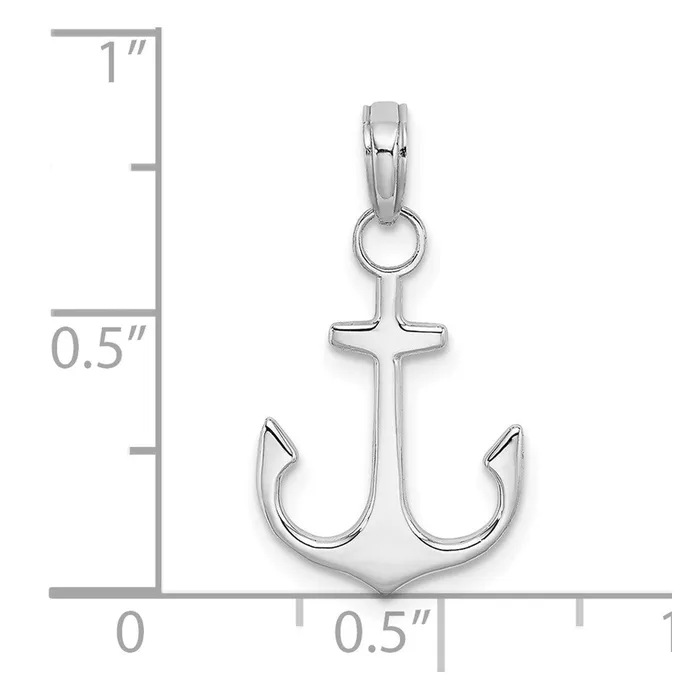 TreasureFineJewelers Charm Necklaces 14K White Gold 2D Polished Anchor Charm