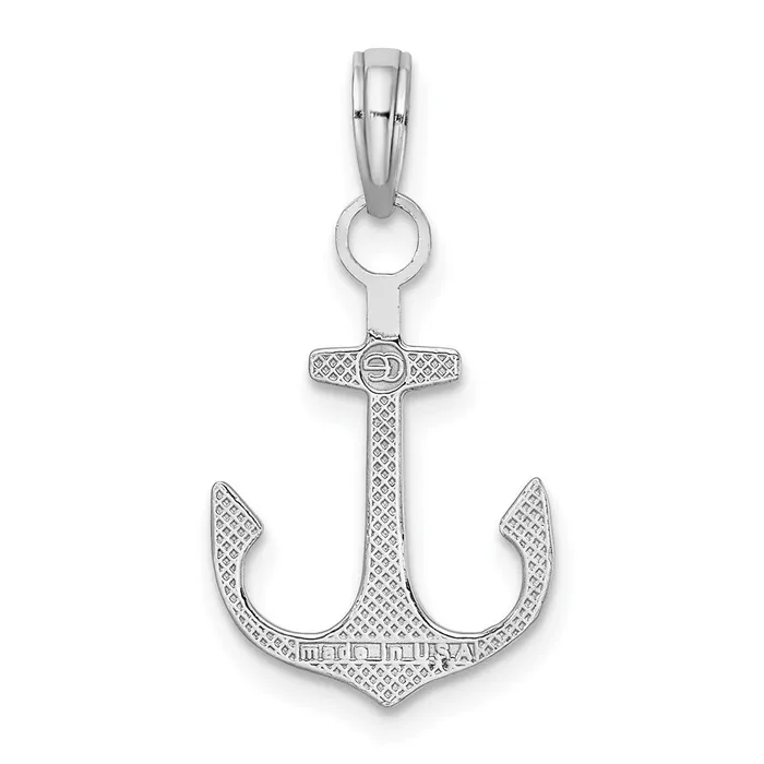 TreasureFineJewelers Charm Necklaces 14K White Gold 2D Polished Anchor Charm