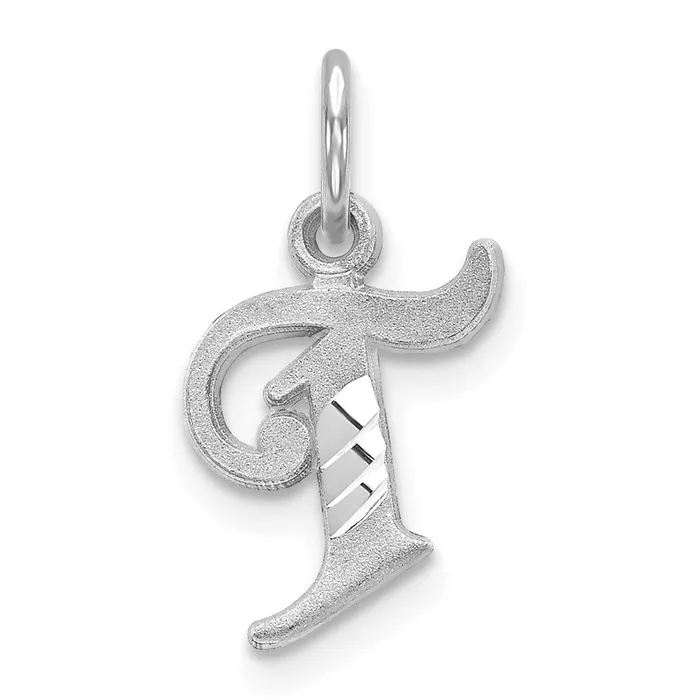 TreasureFineJewelers Charm Necklaces 14k White Gold Diamondcut Letter T Initial Charm TreasureFineJewelers Charm Necklaces 14k White Gold Diamondcut Letter T Initial Charm