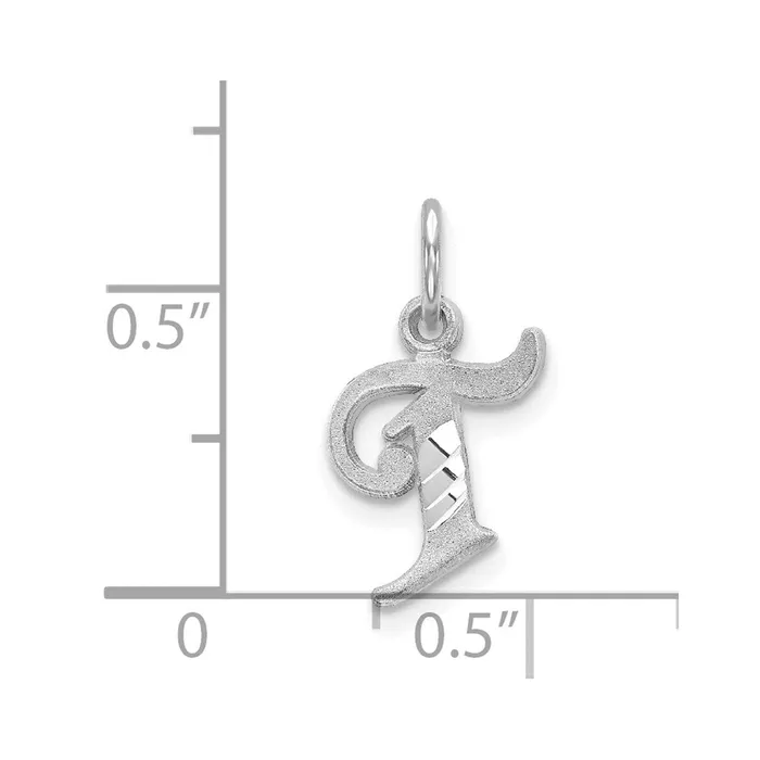TreasureFineJewelers Charm Necklaces 14k White Gold Diamondcut Letter T Initial Charm