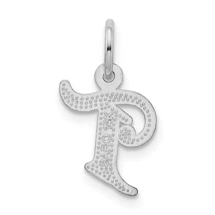 TreasureFineJewelers Charm Necklaces 14k White Gold Diamondcut Letter T Initial Charm