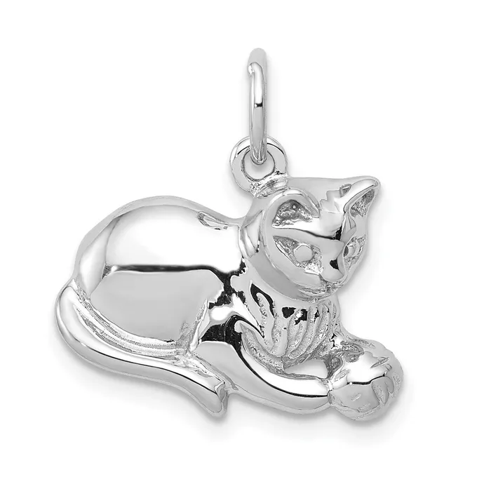 TreasureFineJewelers Charm Necklaces 14k White Gold Polished OpenBacked Cat Charm TreasureFineJewelers Charm Necklaces 14k White Gold Polished OpenBacked Cat Charm