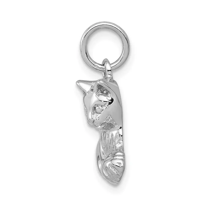 TreasureFineJewelers Charm Necklaces 14k White Gold Polished OpenBacked Cat Charm