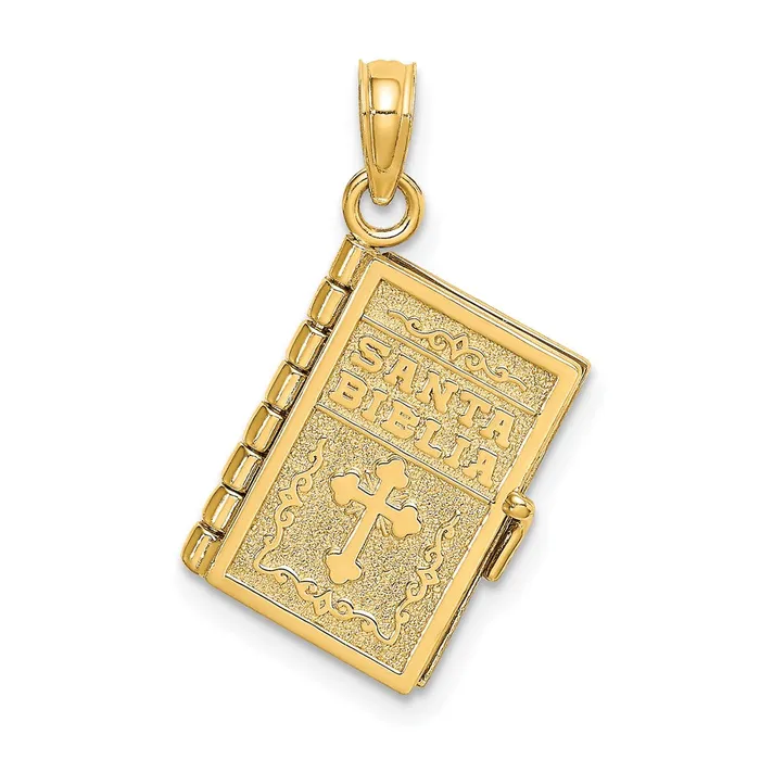 TreasureFineJewelers Charm Necklaces 14k Yellow Gold 3D Moveable Santa Biblia BookSpanish Bible Charm TreasureFineJewelers Charm Necklaces 14k Yellow Gold 3D Moveable Santa Biblia BookSpanish Bible Charm