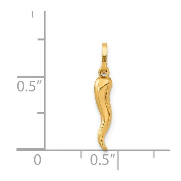 TreasureFineJewelers Charm Necklaces 14k Yellow Gold 3D Italian Horn Charm