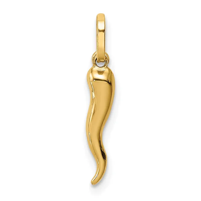 TreasureFineJewelers Charm Necklaces 14k Yellow Gold 3D Italian Horn Charm