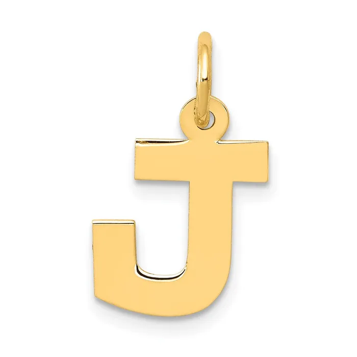 TreasureFineJewelers Charm Necklaces 14k Yellow Gold Small Block Letter J Initial Charm TreasureFineJewelers Charm Necklaces 14k Yellow Gold Small Block Letter J Initial Charm