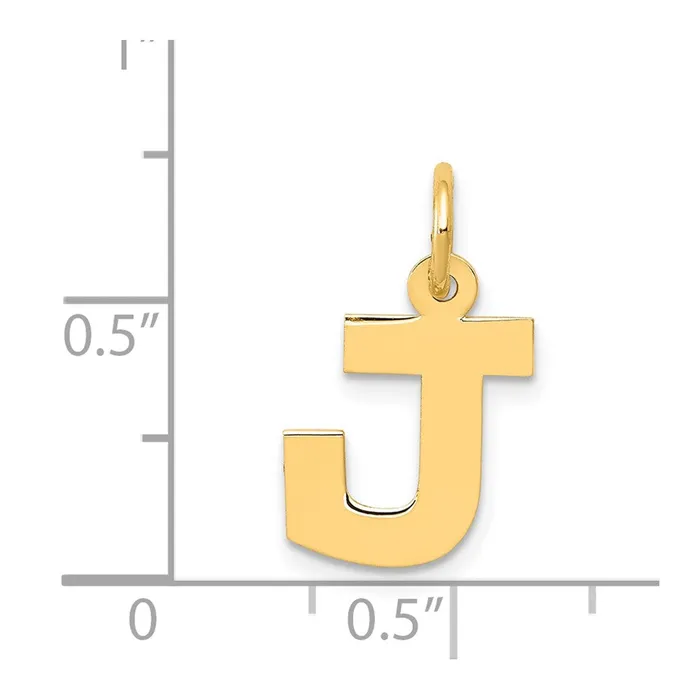 TreasureFineJewelers Charm Necklaces 14k Yellow Gold Small Block Letter J Initial Charm