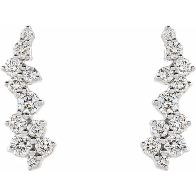 TreasureFineJewelers Earrings 14K White 38 CTW Diamond Ear Climbers