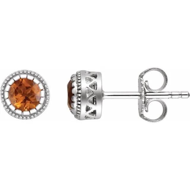 TreasureFineJewelers Earrings 14K White Gold Natural Citrine Stud Earrings TreasureFineJewelers Earrings 14K White Gold Natural Citrine Stud Earrings