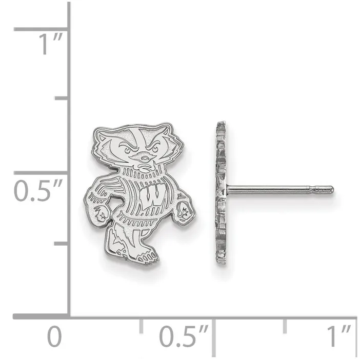 TreasureFineJewelers Earrings 14K White Gold University of Wisconsin Small Post Earrings