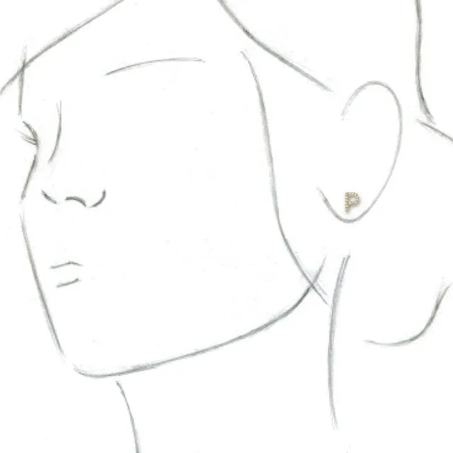 TreasureFineJewelers Earrings 14K Yellow 06 CTW Diamond Single Initial P Earring