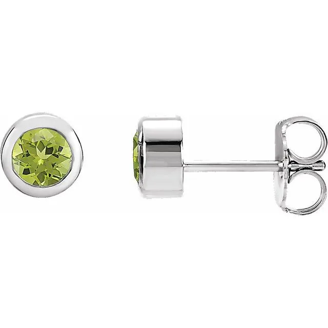 TreasureFineJewelers Earrings RhodiumPlated Sterling Silver Natural Peridot BezelSet Earrings TreasureFineJewelers Earrings RhodiumPlated Sterling Silver Natural Peridot BezelSet Earrings