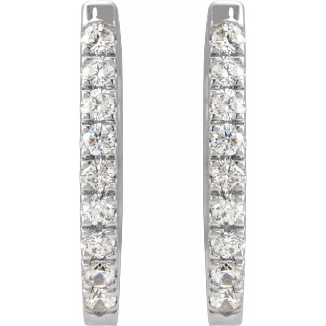 TreasureFineJewelers Earrings Sterling Silver 15 CTW Natural Diamond Hoop Earrings