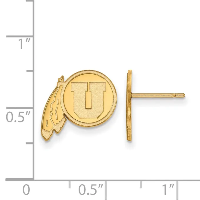 TreasureFineJewelers Earrings Sterling Silver Goldplated University of Utah Small Post Earrings