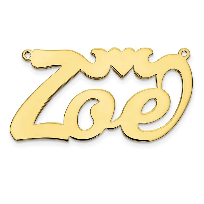 TreasureFineJewelers Necklaces 10KY Polished with Heart Name Plate