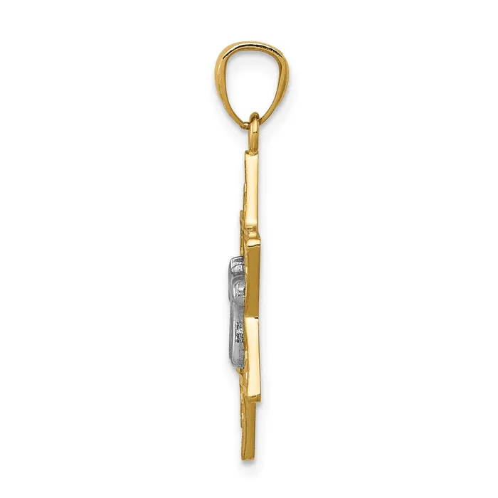 TreasureFineJewelers Necklaces 14k Twotone Gold Polished Star of David wChai Pendant