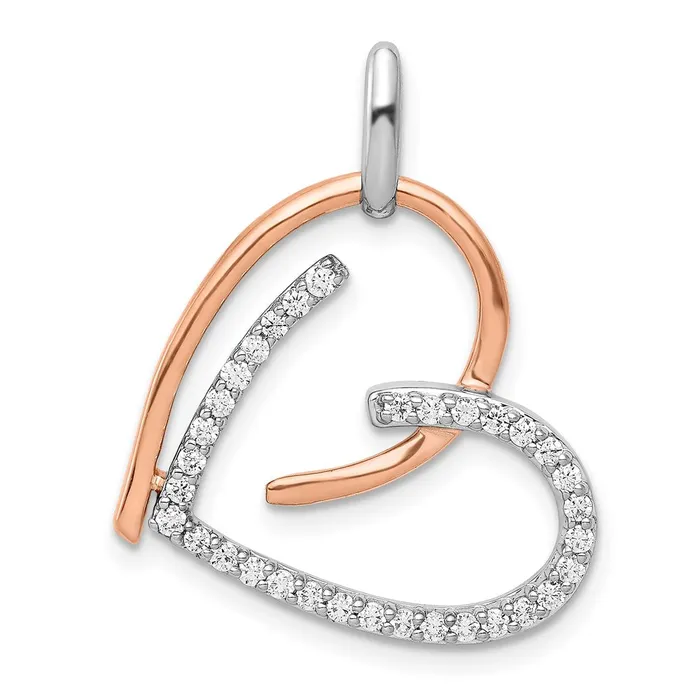 TreasureFineJewelers Necklaces 14k White and Rose Gold 14ct Diamond Heart Pendant TreasureFineJewelers Necklaces 14k White and Rose Gold 14ct Diamond Heart Pendant