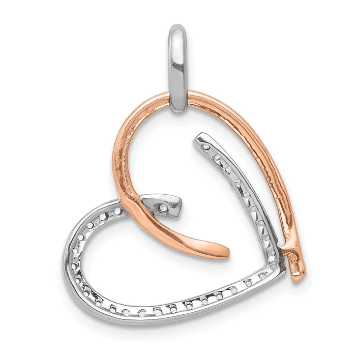 TreasureFineJewelers Necklaces 14k White and Rose Gold 14ct Diamond Heart Pendant