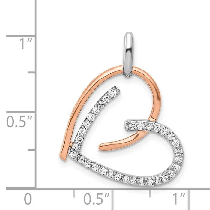 TreasureFineJewelers Necklaces 14k White and Rose Gold 14ct Diamond Heart Pendant