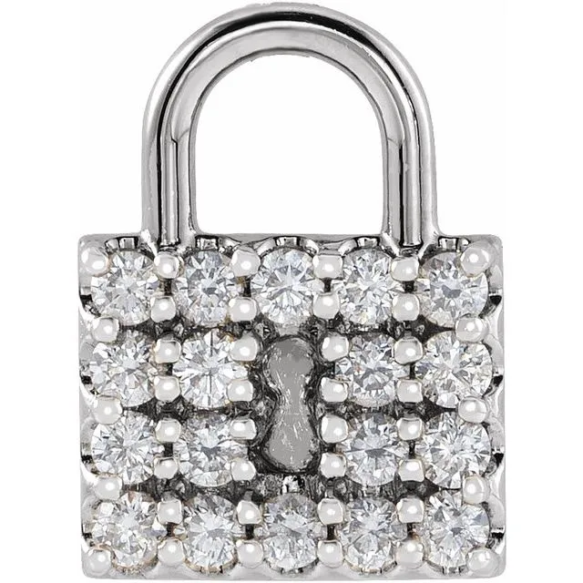 TreasureFineJewelers Necklaces 14K White Gold 12 CTW Natural Diamond Lock Pendant TreasureFineJewelers Necklaces 14K White Gold 12 CTW Natural Diamond Lock Pendant